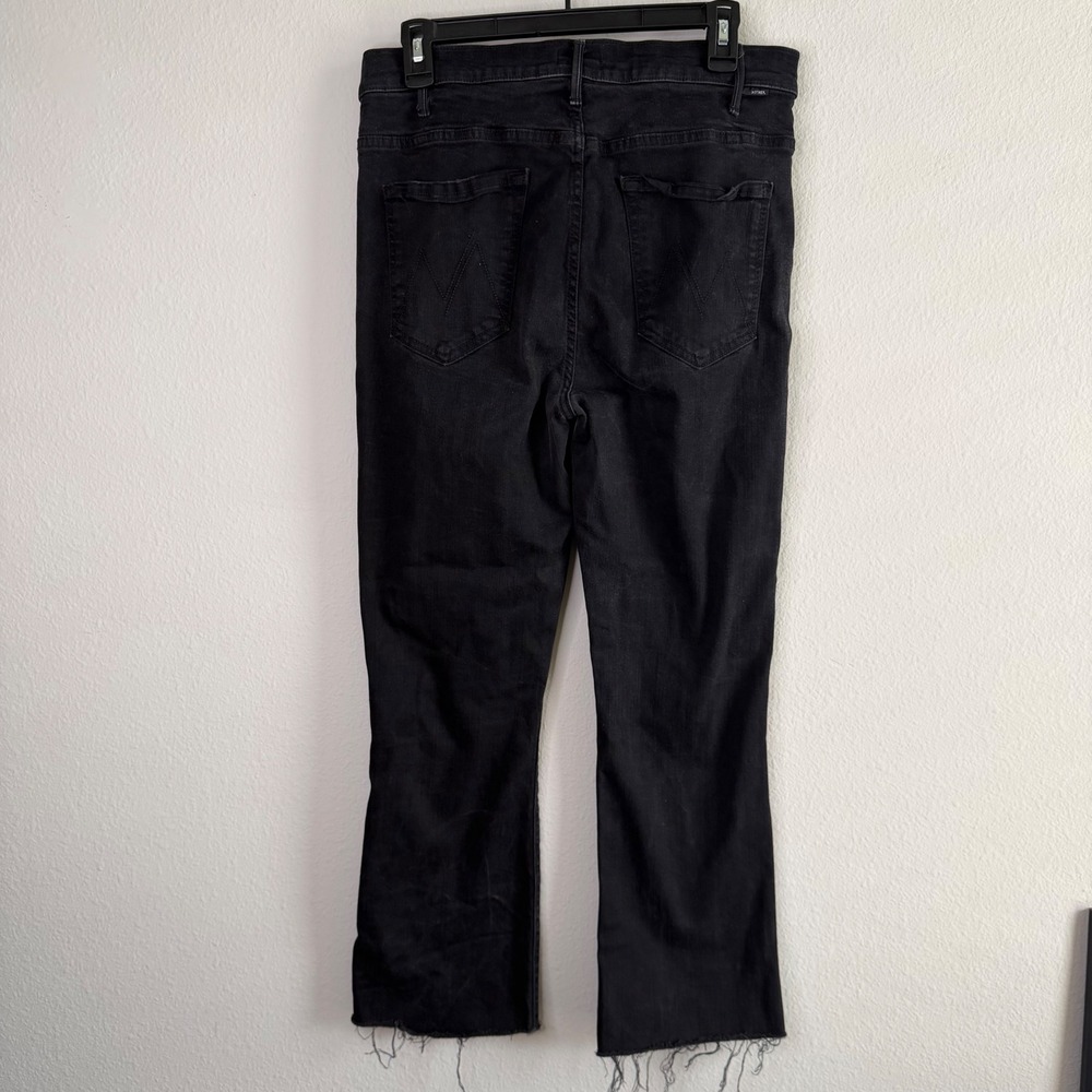 MOTHER Hustler Fray Ankle Jeans Black High Rise Flare Womens 30 - Picture 9 of 13